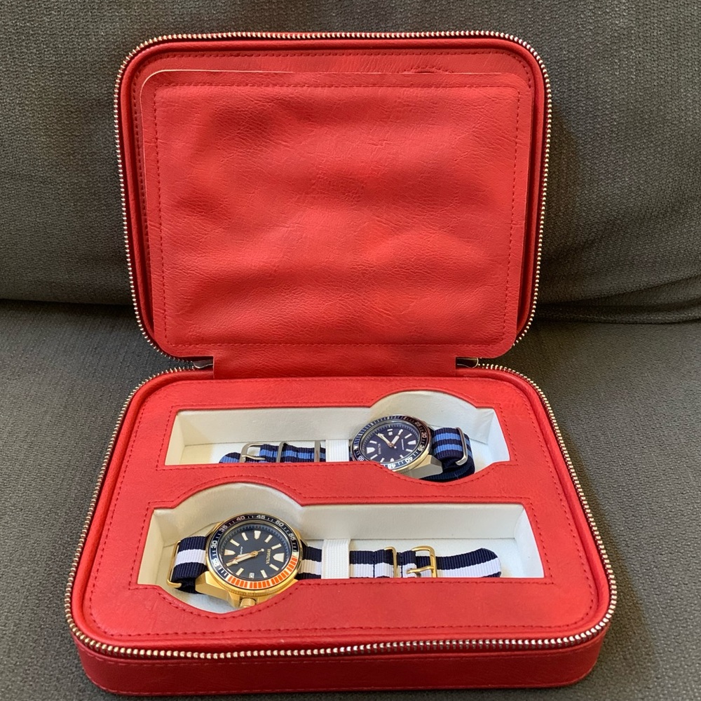 4 watch travel case red leather - Picture 8 of 8